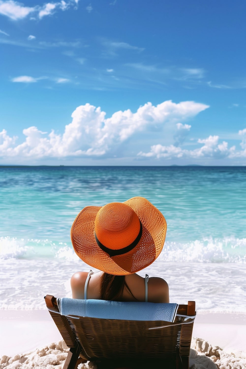 Beach shot with orange hat