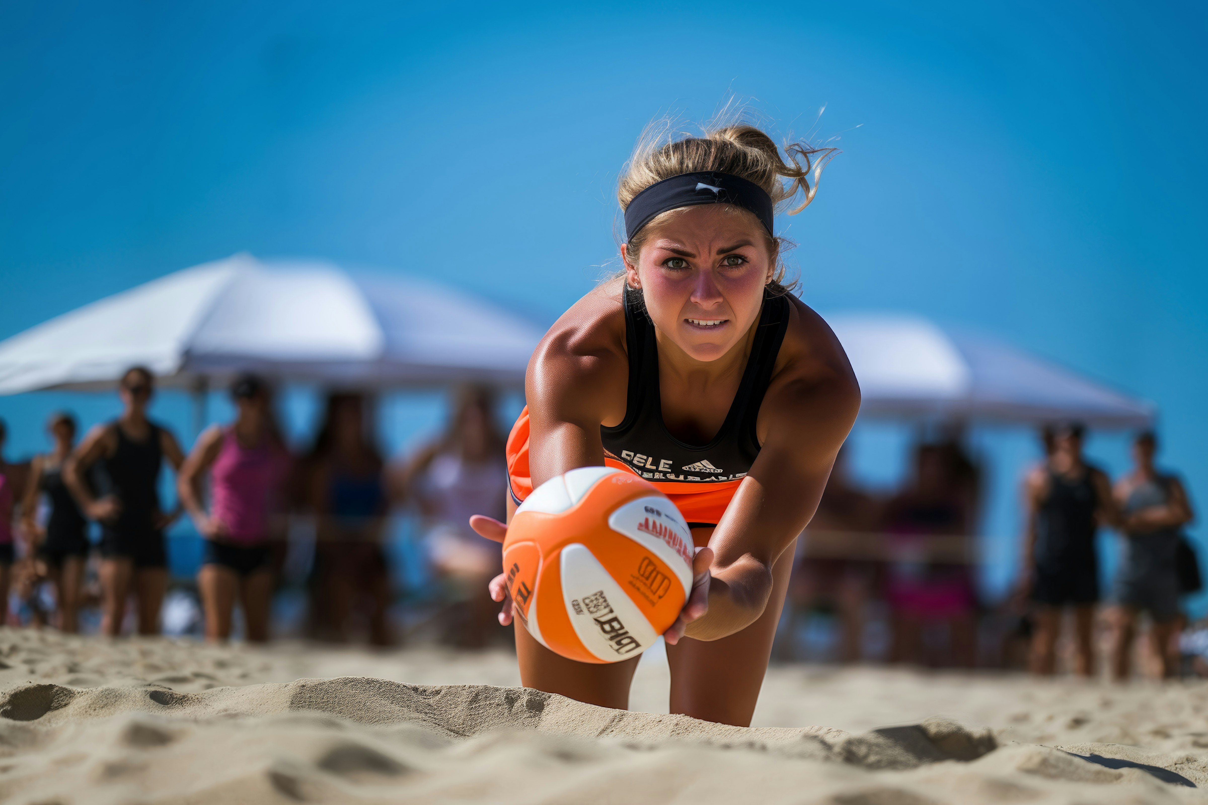Girl plays in the beach