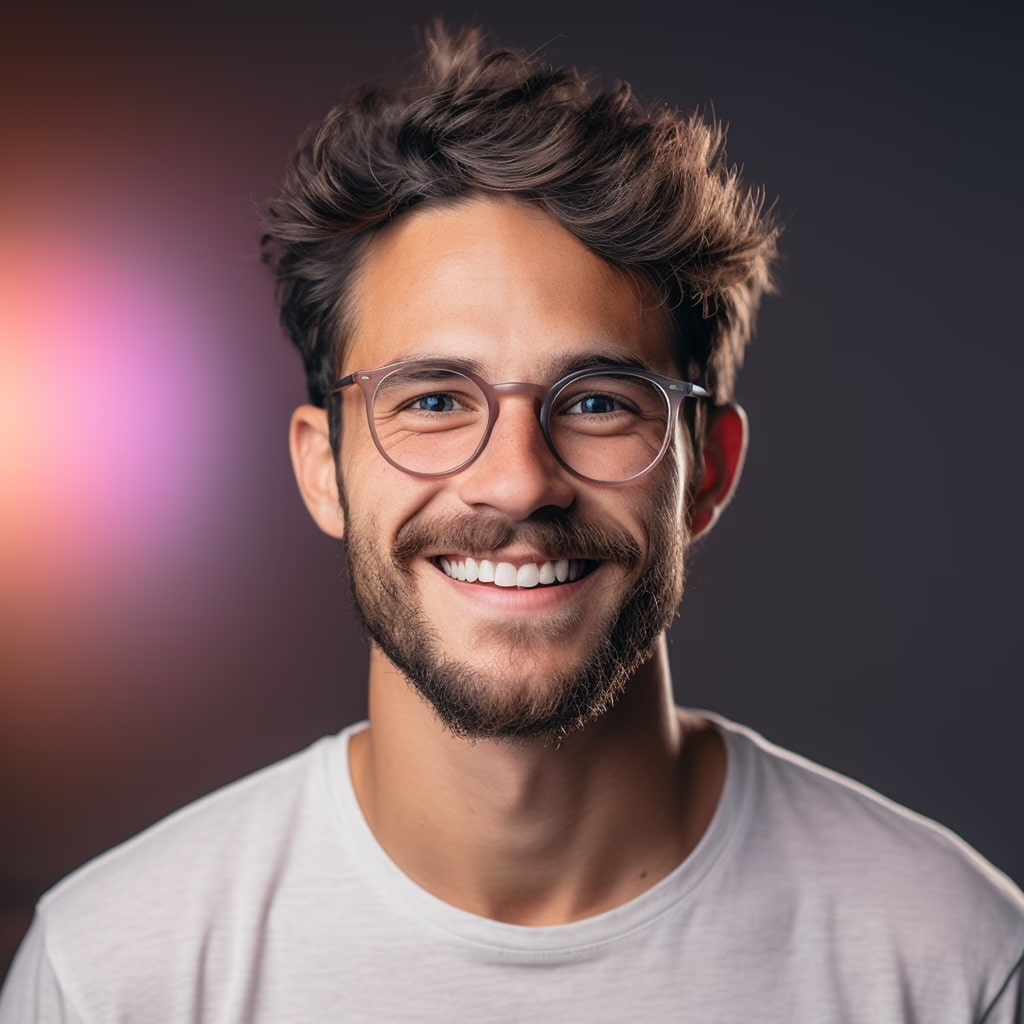 Portrait of a young man with glasses