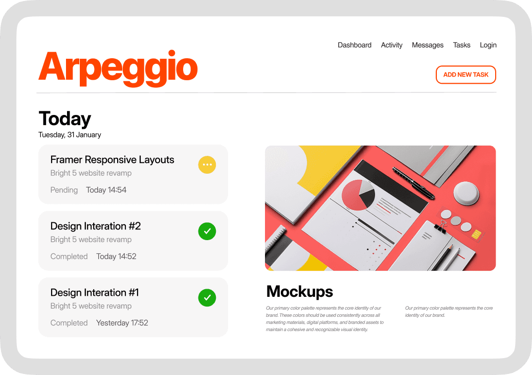 Design mockup of a dashboard