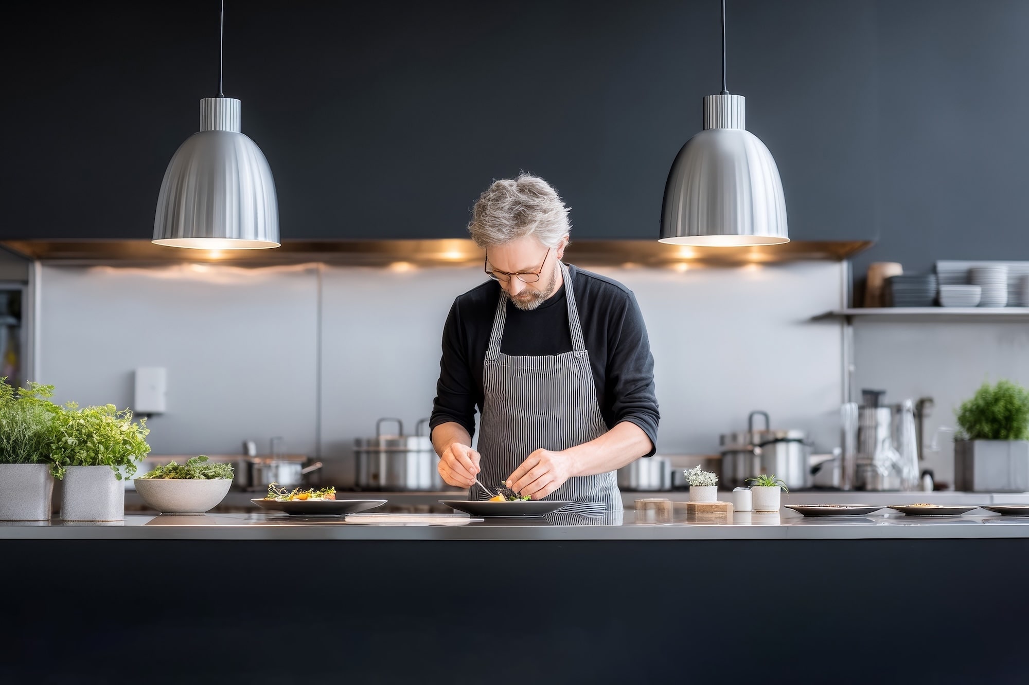 Male chef cooking