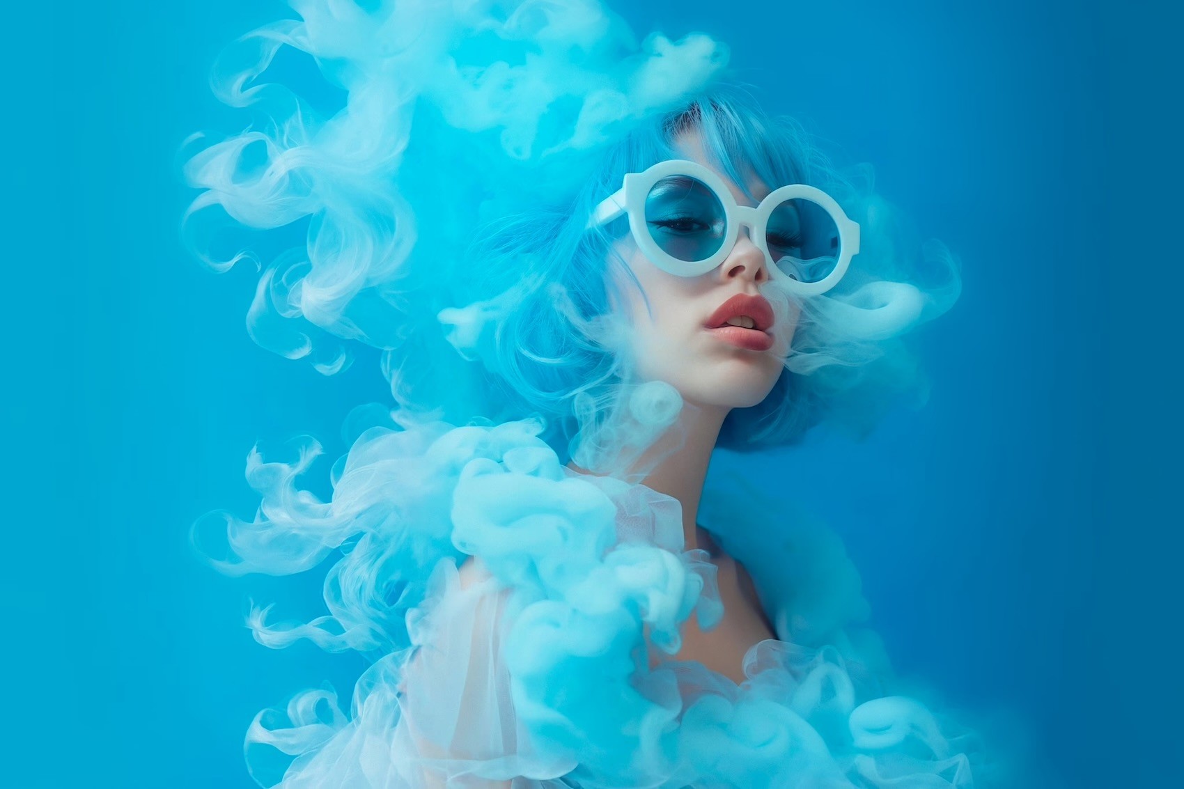 Girl in white smoke
