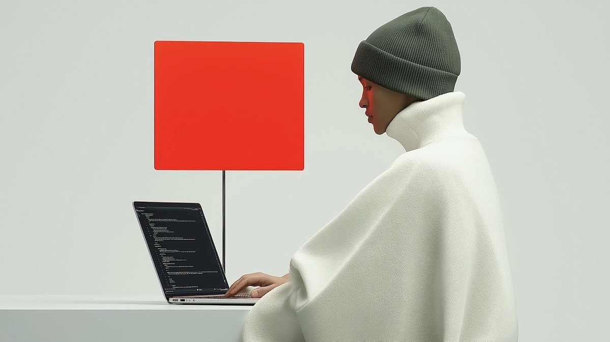 Young black woman witting at the table working on a laptop