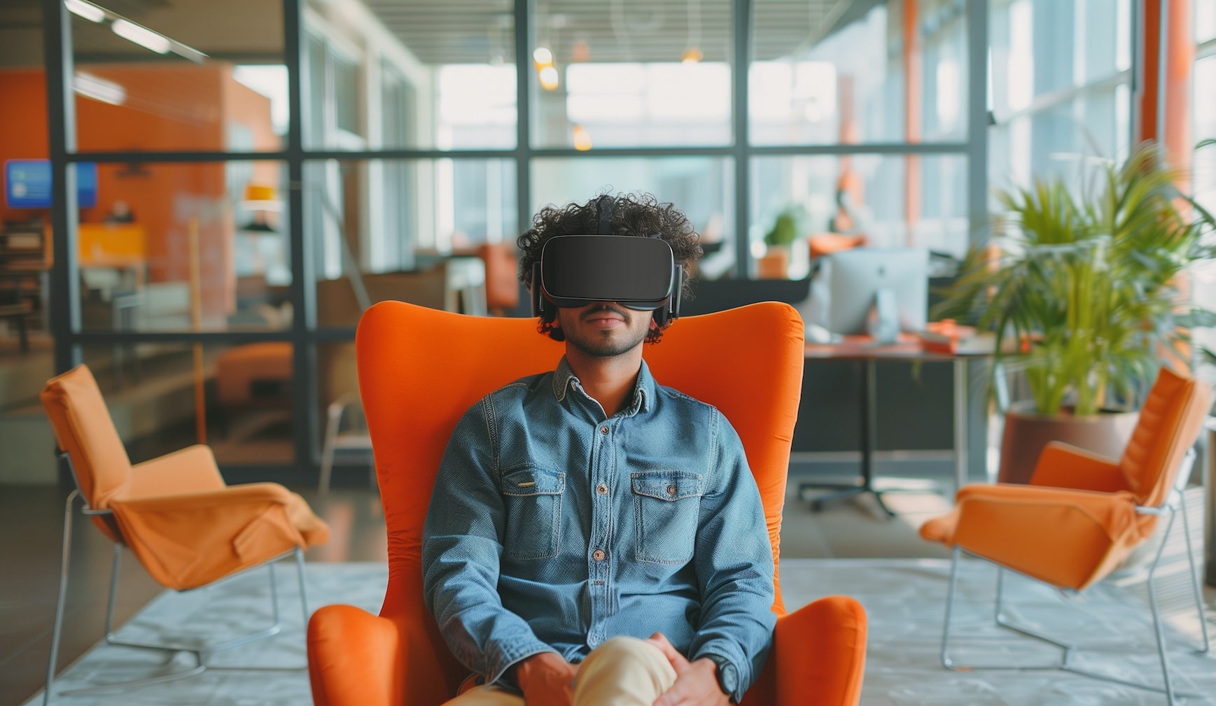 Man wearing VR glasses